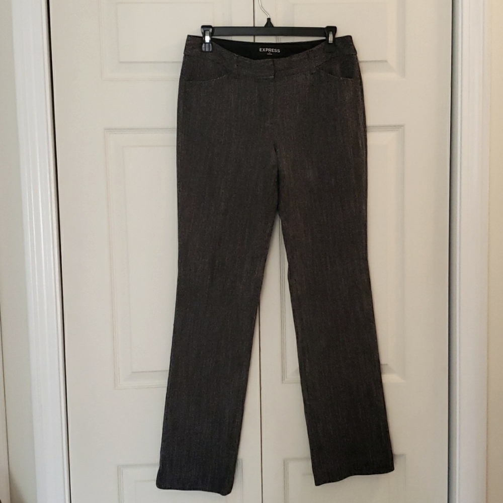 Black/gray pants, brand Express, size 4R, 54% polyester 44% viscose 2 elastane